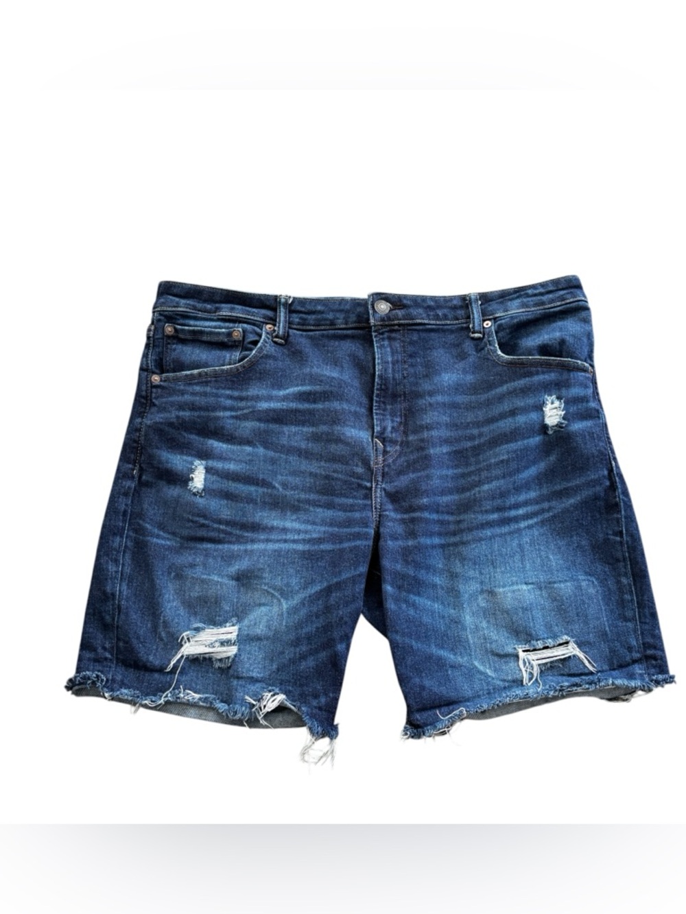 American Eagle Next Level Airflex Athletic Denim Shorts Mens Size 40 Distressed